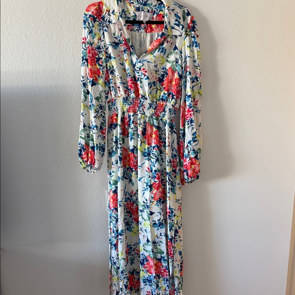 Charles Henry Multicolor Floral Long Sleeve Dress